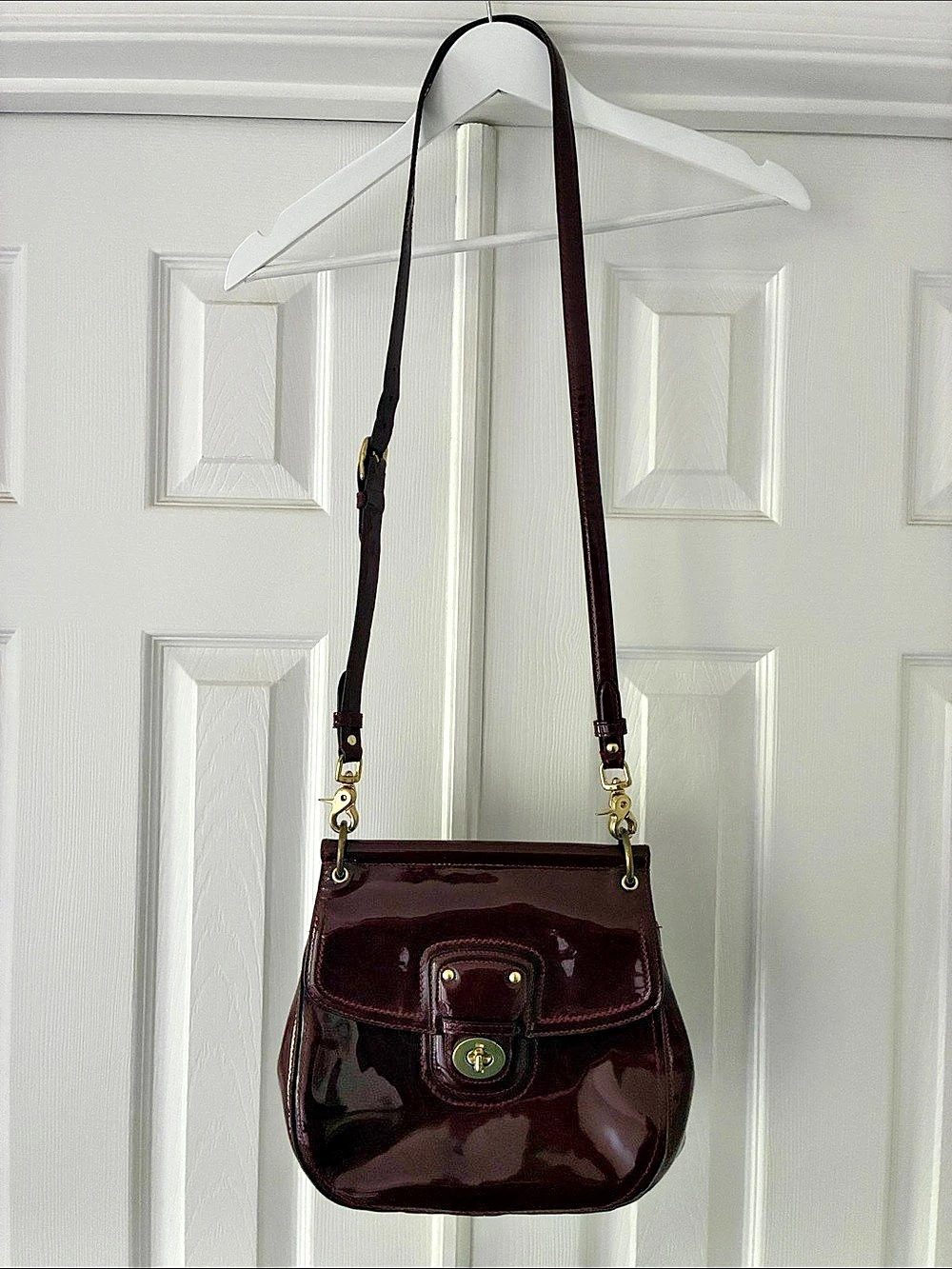 Coach Willis Patent Leather Burgundy Purse - Picture 3 of 9